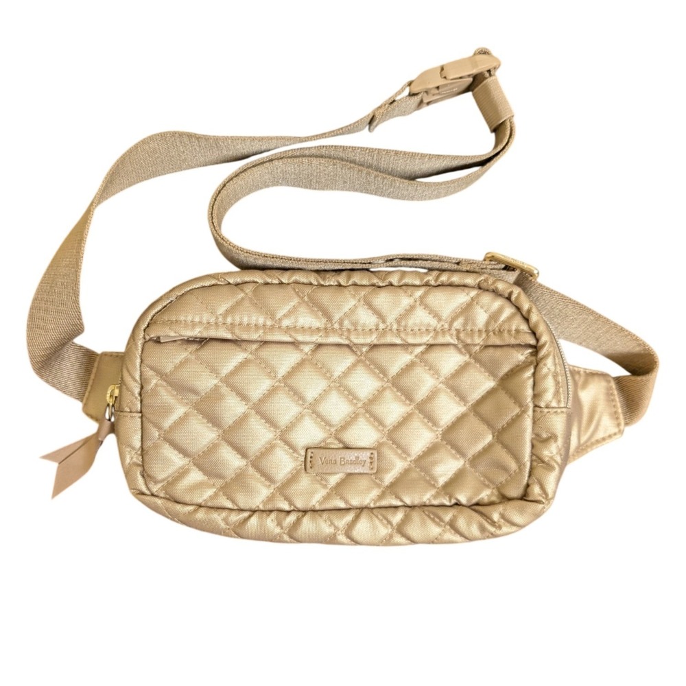Vera Bradley Champagne Gold Pearl Quilted Mini Belt Bag Multipocket NWT